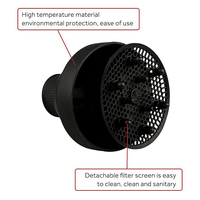 Diffuseur de sèche-cheveux pliable en silicone et plastique pour salon de coiffure, noir WangDa, pliable, durable, résistant à la chaleur, professionnel