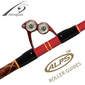 GMR307, guides à rouleaux <span class=keywords><strong>en</strong></span> aluminium, unité de pointe de rouleau pivotant, poignée <span class=keywords><strong>en</strong></span> <span class=keywords><strong>cuir</strong></span>, grand jeu, Stand up, bateau, pêche à la traîne, canne à pêche - Product Image 3