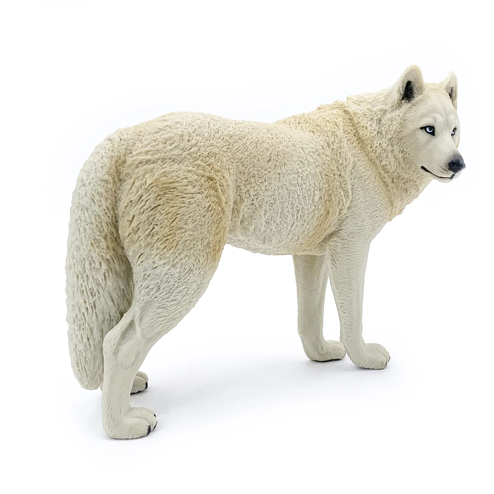 Figura de animal de plástico PVC realista de alta qualidade para animais selvagens, brinquedo ecológico realista para caminhar, figura de lobo branco