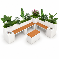 Banc-jardinière métallique personnalisé, combinaison de sièges de jardin extérieurs, bac à plantes, mobilier paysager modulaire pour projets commerciaux