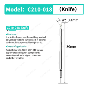 Myto-punta de pistola para soldar, repuesto respetuoso con el medio ambiente, <span class=keywords><strong>JBC</strong></span>, C210-018, cuchillo, estación C210/T26 - Product Image 3