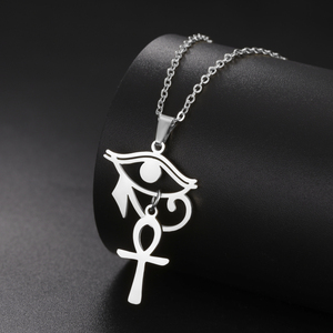 Colgante Ojo de Horus del Antiguo Egipto, collar de acero inoxidable para hombres y mujeres, amuleto cruzado Retro de moda, regalo de joyería - Product Image 5