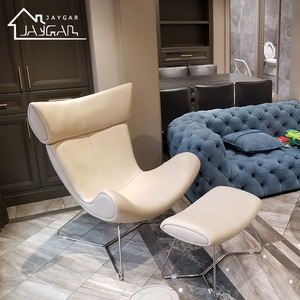 Sofá nórdico de lujo, silla individual de fibra de vidrio y cuero genuino, sillón <span class=keywords><strong>otomano</strong></span> de ocio y sillas con estilo - Product Image 1