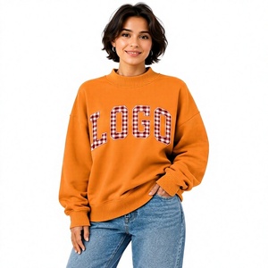 Sweat-shirt d'hiver pour femme à col montant, coupe décontractée, en polyester/coton, avec logo brodé et imprimé sur le devant – Prix de gros - Product Image 1