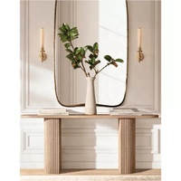 Table console moderne haut de gamme en bois RH, table d'entrée/couloir cannelée avec pieds arrondis pour salon, hôtel, appartement