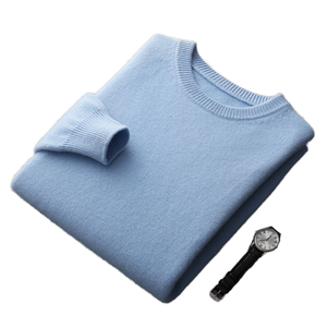 Pull ras du cou 100 % laine pour homme, modèle haut de gamme, entièrement tricoté, couleur unie, épais, à manches longues, collection automne - Product Image 1