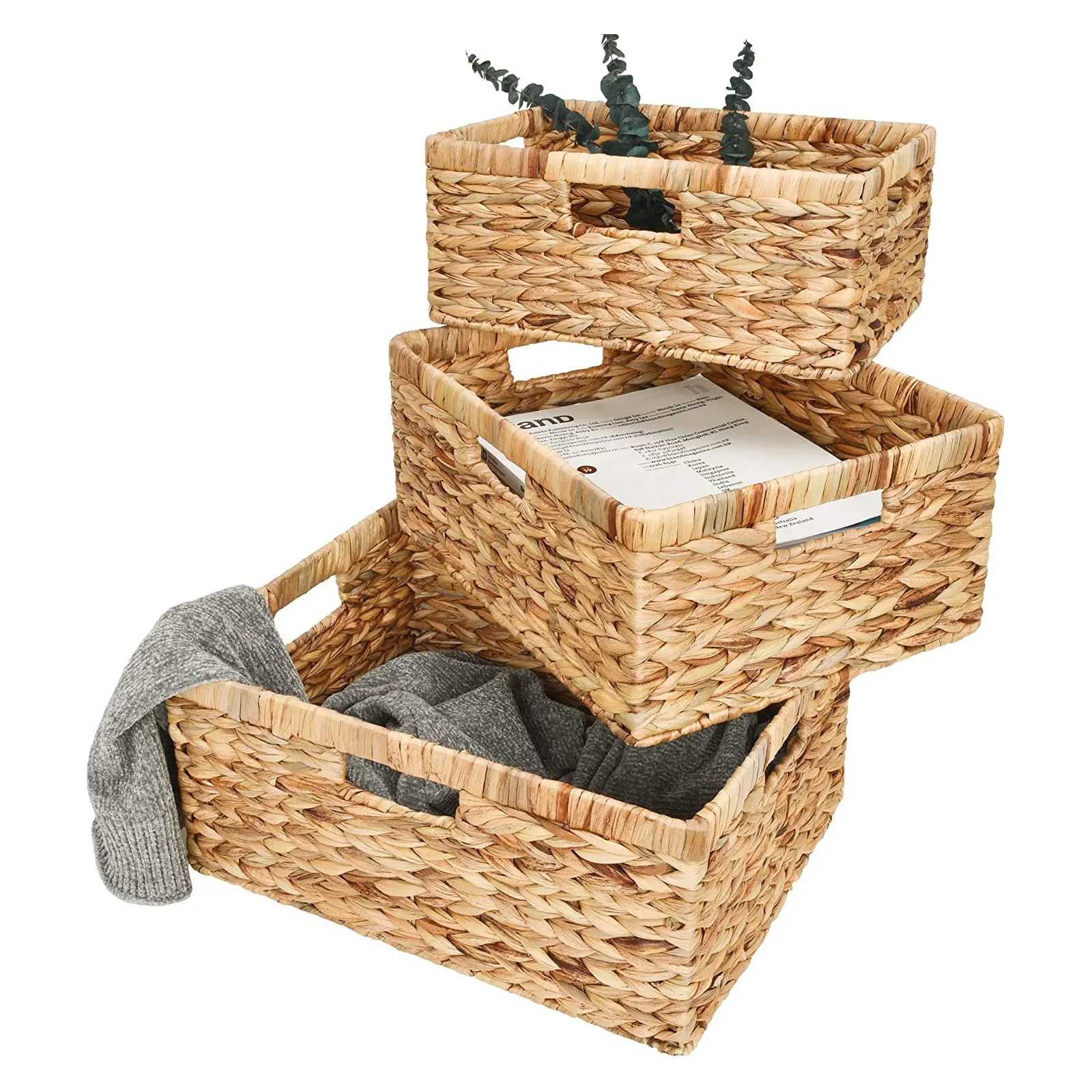 Seagrass Rectangle Baskets Small Sea Grass Handicraft Extra Large Storage Woven Water Hyacinth Laundry Basket