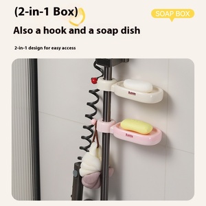 <span class=keywords><strong>Porte</strong></span>-<span class=keywords><strong>savon</strong></span> de salle de bain multifonctionnel en plastique avec clip pour robinet de douche et crochet de drainage pour un rangement pratique - Product Image 4
