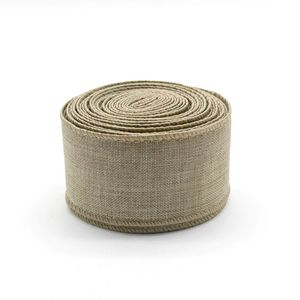 1.5 pouces 38mm 63mm rubans filaires lin naturel tissé ruban bricolage à la main bordure Production couronne vacances décoration ruban - Product Image 5