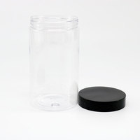 Vente en gros de pots en plastique PET transparent à large ouverture avec couvercle pour le stockage d'aliments secs 1oz 2oz 4oz 6oz 8oz 12oz 16oz