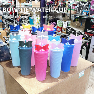 Pajita de plástico con diseño de lazo y diamantes para botella de agua con diseño de durian, vaso de café, aplicable para la vuelta al cole y para bebidas hervidas - Product Image 2