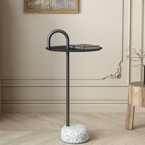 <span class=keywords><strong>Table</strong></span> d'appoint en <span class=keywords><strong>terrazzo</strong></span> métallique, <span class=keywords><strong>table</strong></span> d'appoint ronde portable, <span class=keywords><strong>table</strong></span> d'appoint minimaliste pour salon, canapé, <span class=keywords><strong>chevet</strong></span> - Product Image 3