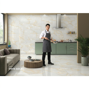 Azulejos de porcelana brillante Vistaar Calacata Gold de 800x1600 mm para pisos de cocina, azulejos de porcelana pulida para pisos. - Product Image 1