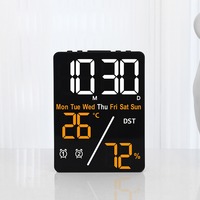 Reloj de Pared Digital LED Grande Huayang 5508 con Pantalla Multiinformación, Luz Nocturna y Doble Alarma para Hogar, Oficina y Decoración Moderna