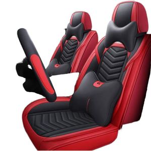 Housse de siège de voiture complète en cuir véritable, design tendance, pour cinq places, coussin enveloppant, adaptée à toutes les saisons, ajustement universel - Product Image 2
