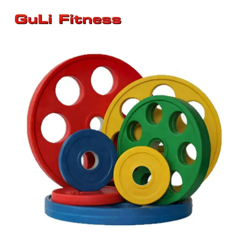 Guli Fitness 7 Holes - Rubber Coated Cast Iron Weight Plate for Strength Training, Weightlifting with Barbell