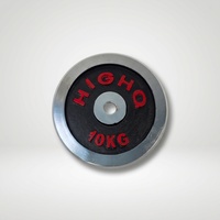 Plaque de barre de musculation chromée électrolytique 10 kg, trou large, corps noir en acier, pour entraînement de musculation à domicile et commercial