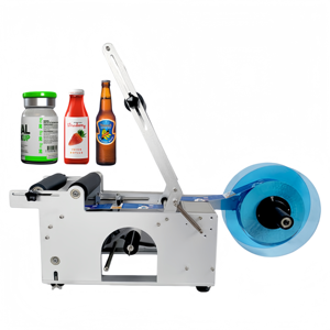 Machine d'étiquetage adhésif semi-automatique de bureau manuelle pour bouteilles rondes en verre et en plastique de taille moyenne et petite - Product Image 4