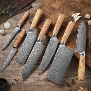 Couteau de chef Kiritsuke en acier Damas 67 étages spécial pour trancher la viande de cuisine manche en bois d'<span class=keywords><strong>olivier</strong></span> pour bouchers - Product Image 3