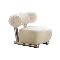 Fauteuil Sled Designer Nordique Moderne en Velours Sherpa Écologique avec Pieds en Acier Inoxydable – Canapé Fauteuil de Balcon Décontracté Sensation Premium