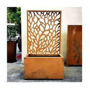 Custom Poeder Gecoat Staal Plantenbakken Corten Stalen Bloempot Lange Bloempotten Rechthoekige Bloempot Planter