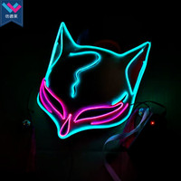 Masque LED bicolore TW-087, masque de renard qui brille dans le noir pour Halloween, cosplay, mascarade, rechargeable, PVC en stock