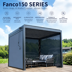 Pérgola de Jardín con Techo Ajustable de <span class=keywords><strong>3x3</strong></span> Metros, con Toldo Impermeable, Protección UV, <span class=keywords><strong>Mosquitera</strong></span> y Protección Contra el Viento - Product Image 6