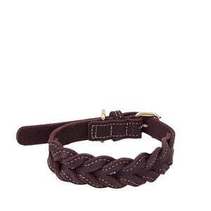 犬の首輪ペット革ソフト本革高級編組ペット犬の首輪カスタマイズ - Product Image 6