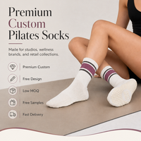 Chaussettes de yoga en coton tricoté pour femmes avec logo personnalisé, chaussettes de yoga antidérapantes respirantes et confortables, chaussettes de Pilates personnalisées