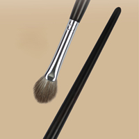 Pinceau de maquillage Snow Fox+XGF en poils de chèvre, à plumes, pour le surlignage, avec étiquette, en bois d'ébène, à poils naturels, en éventail unique