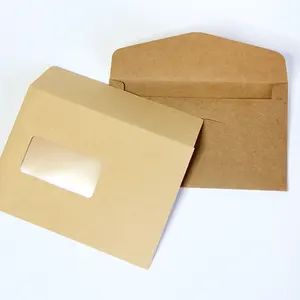 Мини-конверт из крафтовой бумаги, с принтом логотипа на заказ, пуговицы и шпагат