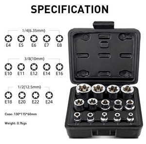 Juego de Puntas de Estrella Torx Hembra de Acero al Cromo Vanadio, 14 Piezas, E4-E24, Estuche Rígido OEM, Juego de Herramientas Manuales - Product Image 2