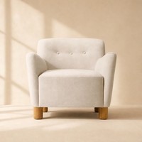 Fauteuil lounge moderne en tissu nordique, pieds en bois massif, écologique, durable, beige, fauteuil individuel pour salon, meubles de maison