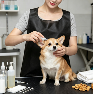 Single Use Nonwoven Apron Dust Resistant Disposable <strong>Gown</strong> for Pet Grooming Cooking Catering Service - Product Image 3