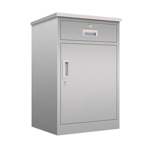 Xinlongfei - Mesita de Noche de Acero Inoxidable con Cerradura, Gabinete de Almacenamiento con Cajón de Acero 304 para Oficina o Dormitorio - Product Image 2