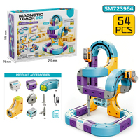 SamToyCn Juego Educativo SETM, Pista de Carreras de Bloques, Tren Eléctrico, Pista de Carreras Flexible Mágica 3D para Niños con Antigravedad