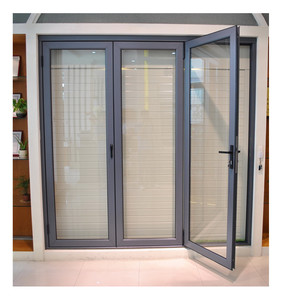 Grey recubierto de polvo suave terminado el último diseño de la puerta principal doble templado acristalamiento puerta corredera - Product Image 4