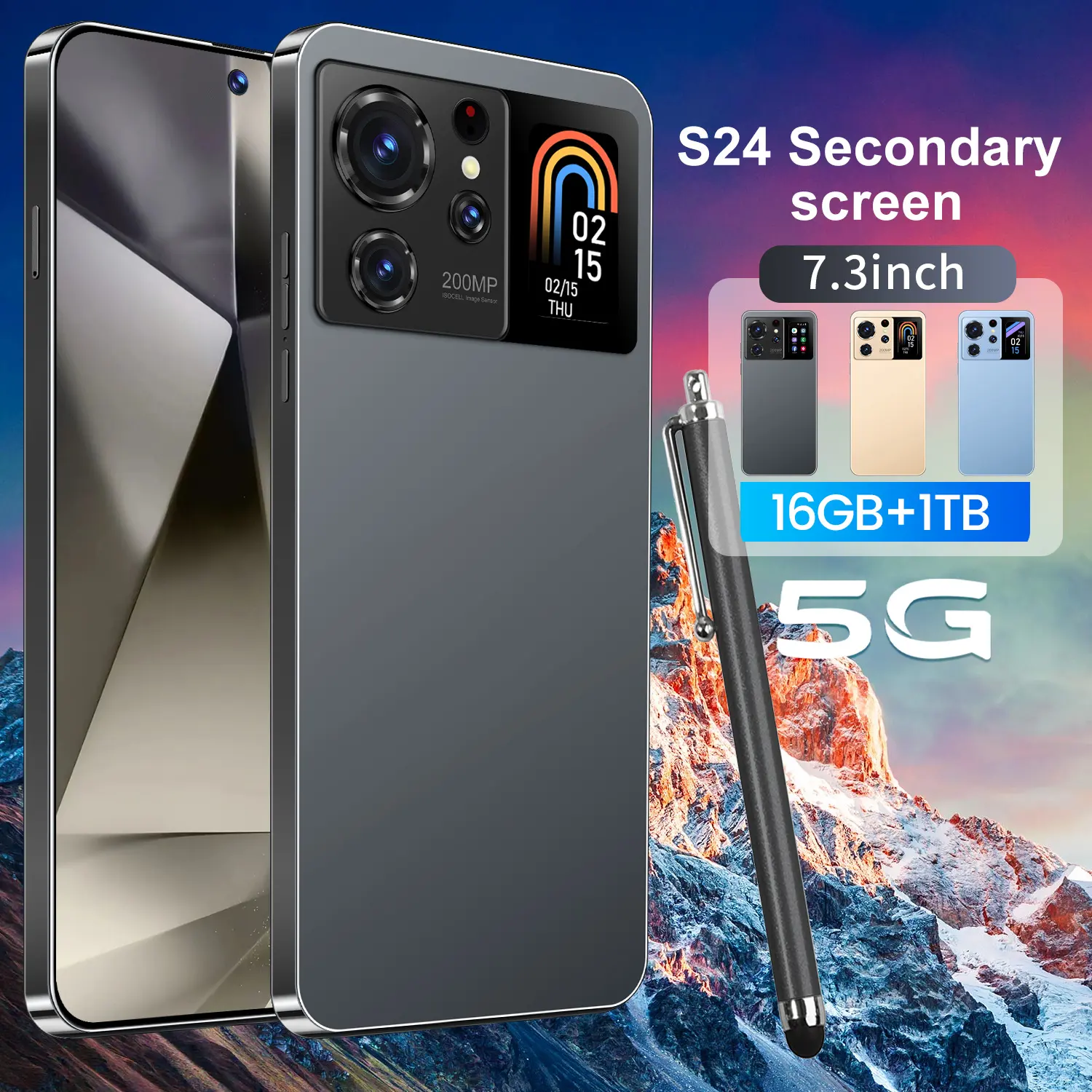 2024 yeni mod 5G LTE orijinal 7.3 inç büyük ekran MTK6799 göz kamaştırıcı renkler smartphone cep telefonu