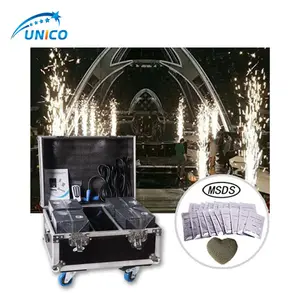 Fountain sparkler dmx fireworks cool fire flame 600w 4pcs cold spark machine with case and titanium powder