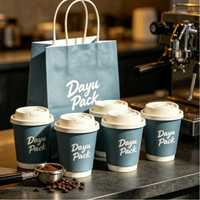 Gobelets à café expresso jetables compostables de qualité alimentaire, à double paroi, imperméables, en matériaux recyclés, blancs et bruns, pour le vin, sans additifs