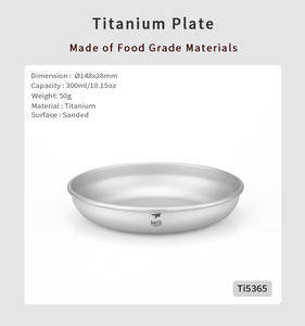 Assiettes de camping ultra-légères en titane argenté, écologiques, incassables, 300 ml, pour barbecue, randonnée, pique-niques - Product Image 6