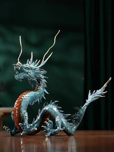 เครื่องประดับโลหะรูปมังกรทองแดงจีน12ราศีหนึ่งชิ้นชุบเคลือบผิวขนาด80x80x120มม. สำหรับตกแต่งบ้าน - Product Image 3