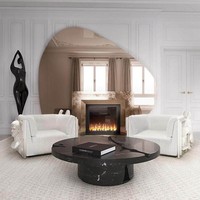 Table basse ronde contemporaine en placage de loupe de noyer Fabrication de meubles de salon de luxe sur mesure avec conception