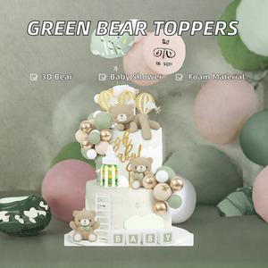 <span class=keywords><strong>Acmee</strong></span> 44 Piezas de Adornos Reutilizables para Pastel de Baby Shower con Osos y Letras 3D, Bolas de Espuma Verde Dorado para Decoraciones de Fiesta de Cumpleaños para Niños y Niñas - Product Image 2
