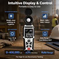 Professional Illuminance Meter Lux Meter 0-400000 Lux Lx/FC Units Calibrated