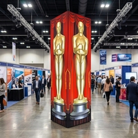Affichage en colonne en tissu rétroéclairé par LED imprimé sur mesure, boîte lumineuse pour salon professionnel avec marquage à 360 degrés