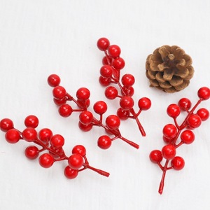 Artificial <b>Red</b> Berry Branches For Christmas Holiday Home Decoration 12 Pin Simulated Socket New Year Decor - Product Image 1
