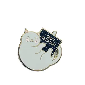 OEM廉价高品质工厂定制标志猫金属硬搪瓷翻领别针制造带背衬卡