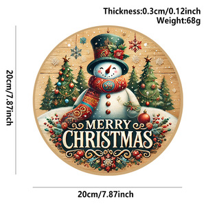 Spot décorations de noël pendentif en bois étiquette volante <span class=keywords><strong>série</strong></span> père noël bonhomme de neige wapiti rond signe plaque de porte - Product Image 6