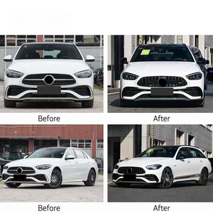 Kits de carrosserie avant en plastique ABS Lèvre de pare-chocs avant noire Lèvre avant de voiture pour W206 Mise à niveau vers C43 <span class=keywords><strong>AMG</strong></span> Sport <span class=keywords><strong>Line</strong></span> - Product Image 4